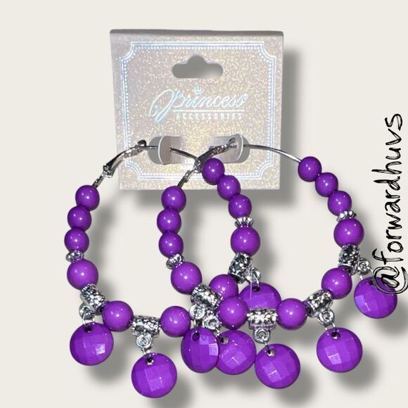 Bundle Sale 3 for $15 | Princess Accessories Purple Hoop Earrings - Picture 3 of 7